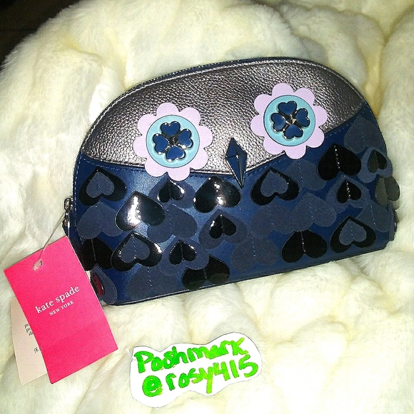 kate spade Handbags - 💎SALE♠Kate spade🖤Owl Pouchbag dome clutch cosmetic case zip travel bag